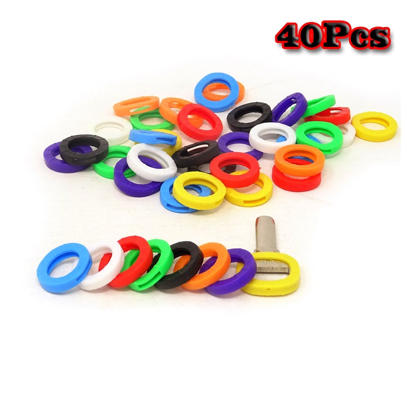 yueton Key Cap Covers 40pcs Silicone Key Caps Tags Sleeve Rings Key Identifier Code Rings in 8 Colors - Image 5