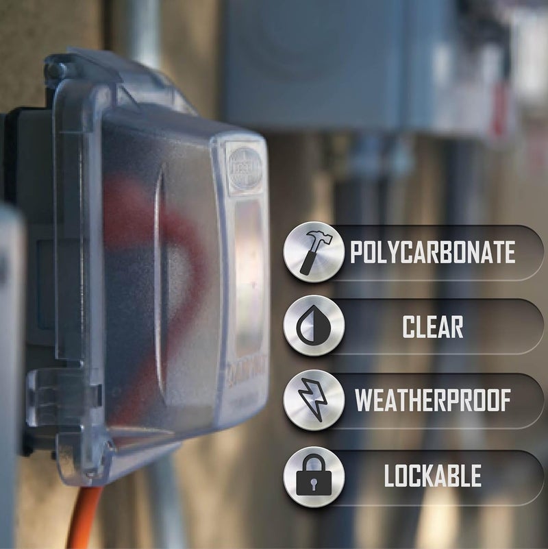 TayMac MM410C 1-Gang Weatherproof In-Use Electrical Outlet Cover - Clear - Image 3