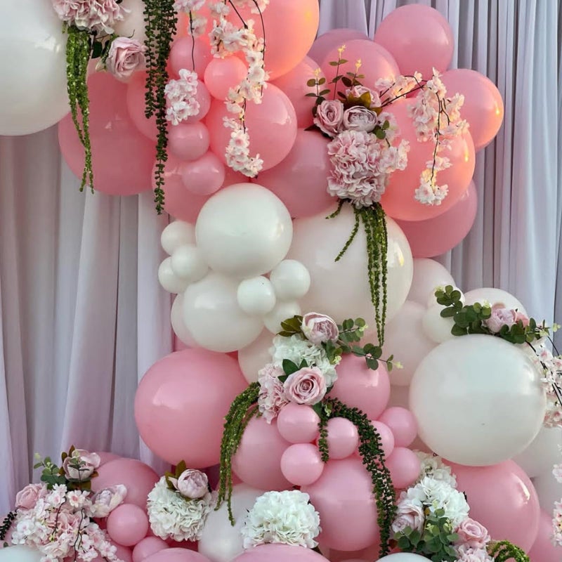 YMSZ Pink and White Balloons Arch Kit, 134pcs Light Pink and White Balloons for Wedding, Bridal Shower, Baby Shower, Birthday, Valentines Party Decorations - Image 4