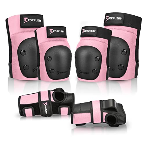 Forzueby AdultKids Knee Pads Elbow Pads Wrist Guards 6 in 1 Protective Gear Set for Inline Roller Skating Skateboarding Scooter BMX etc - Image 1