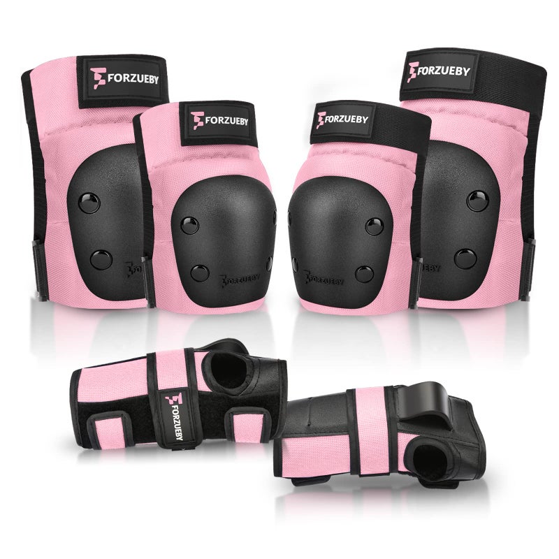 Forzueby AdultKids Knee Pads Elbow Pads Wrist Guards 6 in 1 Protective Gear Set for Inline Roller Skating Skateboarding Scooter BMX etc - Image 2