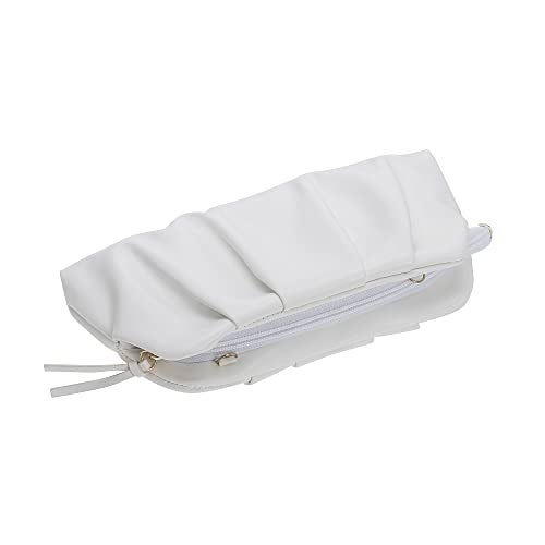 CHARMING TAILOR Chic Soft Vegan Leather Clutch Bag Dressy Pleated PU Evening Purse for Women (White) - Image 4