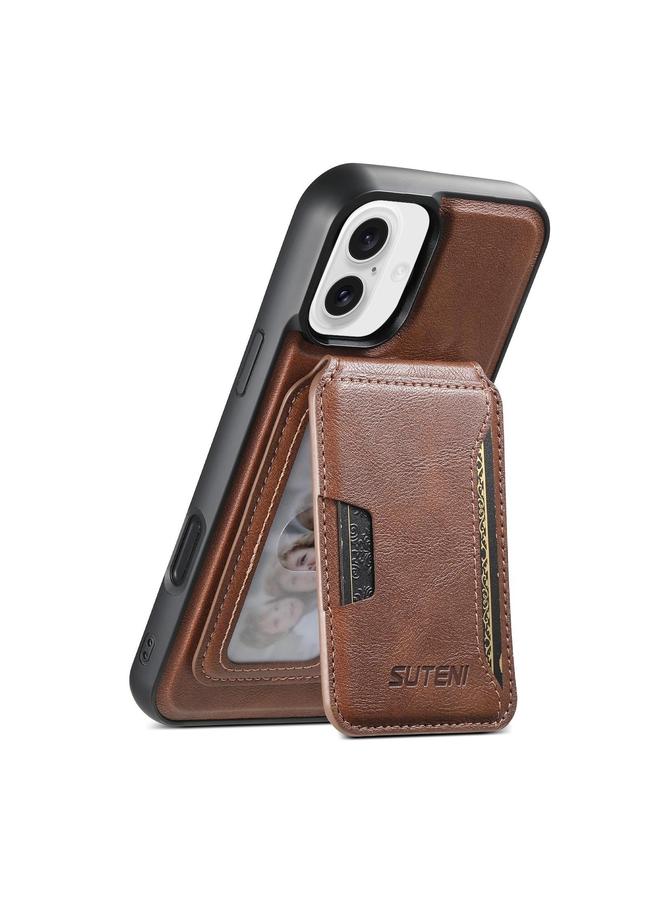 Suteni Case For iPhone 16 M3 Card Bag MagSafe Cowhide Texture Leather Phone Case - Image 1