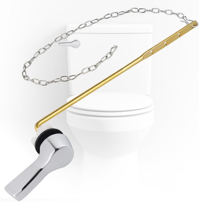 iFealClear طقم استبدال مقبض المرحاض المعدني العالمي، مقبض تدفق المرحاض المثبت من الأمام متوافق مع كوهلر، أمريكان ستاندرد، توتو، مانسفيلد، نحاس صلب، كروم - Image 1