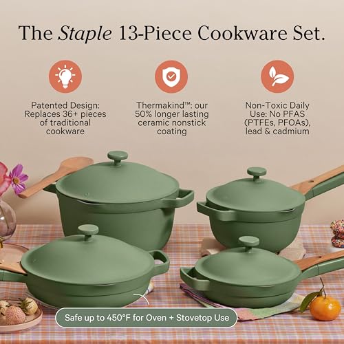 Our Place Cookware Set - 13-Piece Kit Including the Always Pan, Perfect Pot and Spatulas | Multifunctional, Toxin-Free Nonstick | Heat Safe up to 450°F | Oven, Stove, Induction Compatible | Sage - Image 2