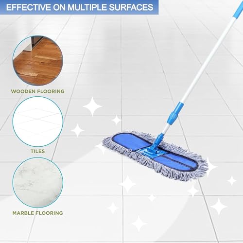 Inuvik Wet and Dry Cotton Pad Floor Mop 67x14x5 (18-Inch Head) with 4 Feet Telescopic Handle Floor Cleaning Mop | Home | Office | Hotels | Hospitals (Set of 1) (18 INCH MOP with 3 Extra PAD) - Image 3