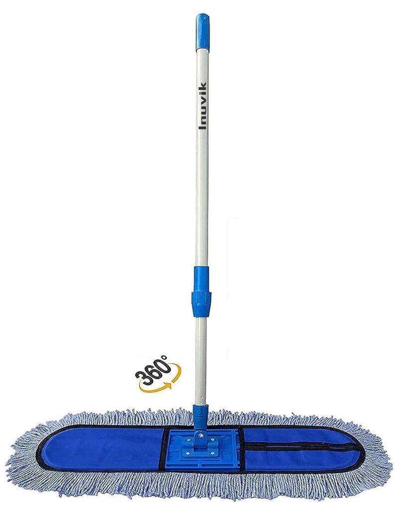 Inuvik Wet and Dry Cotton Pad Floor Mop 67x14x5 (18-Inch Head) with 4 Feet Telescopic Handle Floor Cleaning Mop | Home | Office | Hotels | Hospitals (Set of 1) (18 INCH MOP with 3 Extra PAD) - Image 1