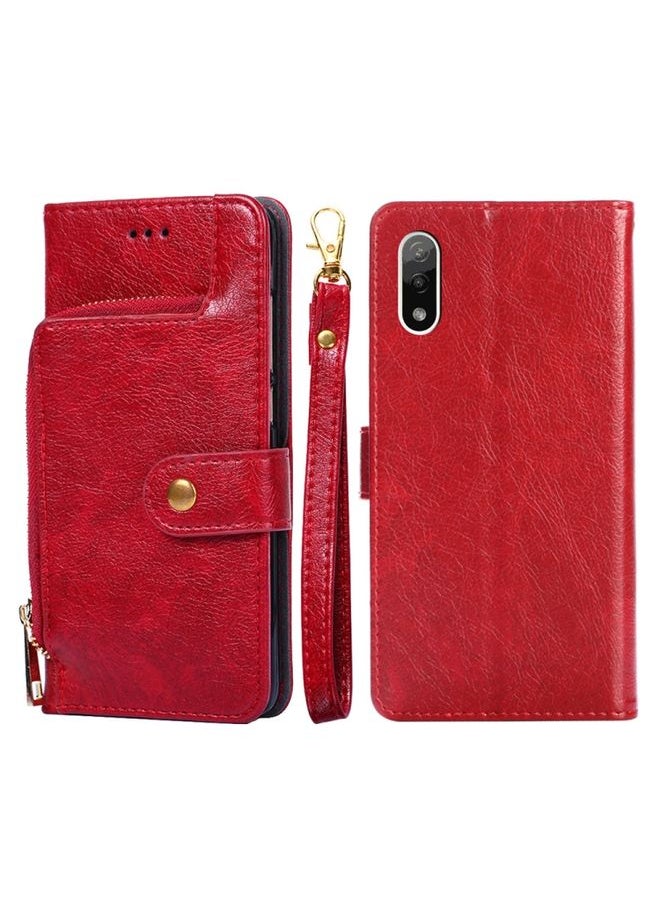 HuHa - Case Cover For For Sony Xperia Ace II Zipper Bag PU + TPU Horizontal Flip Leather Phone Case(Red) - Image 1