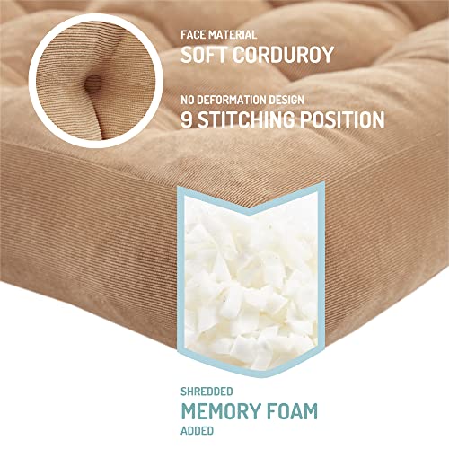 Degrees of Comfort Meditation Floor Pillow Set of 2, Square Large Pillows Seating for Adults, Tufted Corduroy Cushion for Living Room Tatami, Coffee Brown 22x22 Inch - Image 2