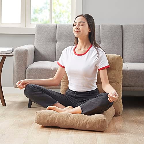 Degrees of Comfort Meditation Floor Pillow Set of 2, Square Large Pillows Seating for Adults, Tufted Corduroy Cushion for Living Room Tatami, Coffee Brown 22x22 Inch - Image 5