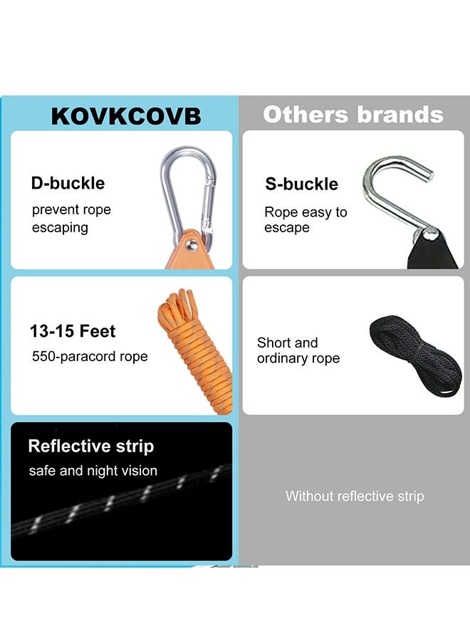 2 قطعة 4 أمتار 4 أمتار حبل ربط سقاطة حبل ربط مظلة الخيمة حزام ربط حبل قابل للسحب مع مشابك خطافات قطرها 4 مم (برتقالي 2 قطعة) - Image 4