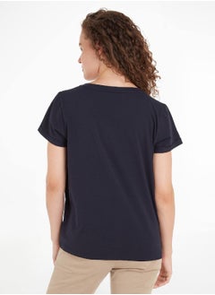 TOMMY HILFIGER Women's Original Logo Lounge T-Shirt, Navy  - Image 3