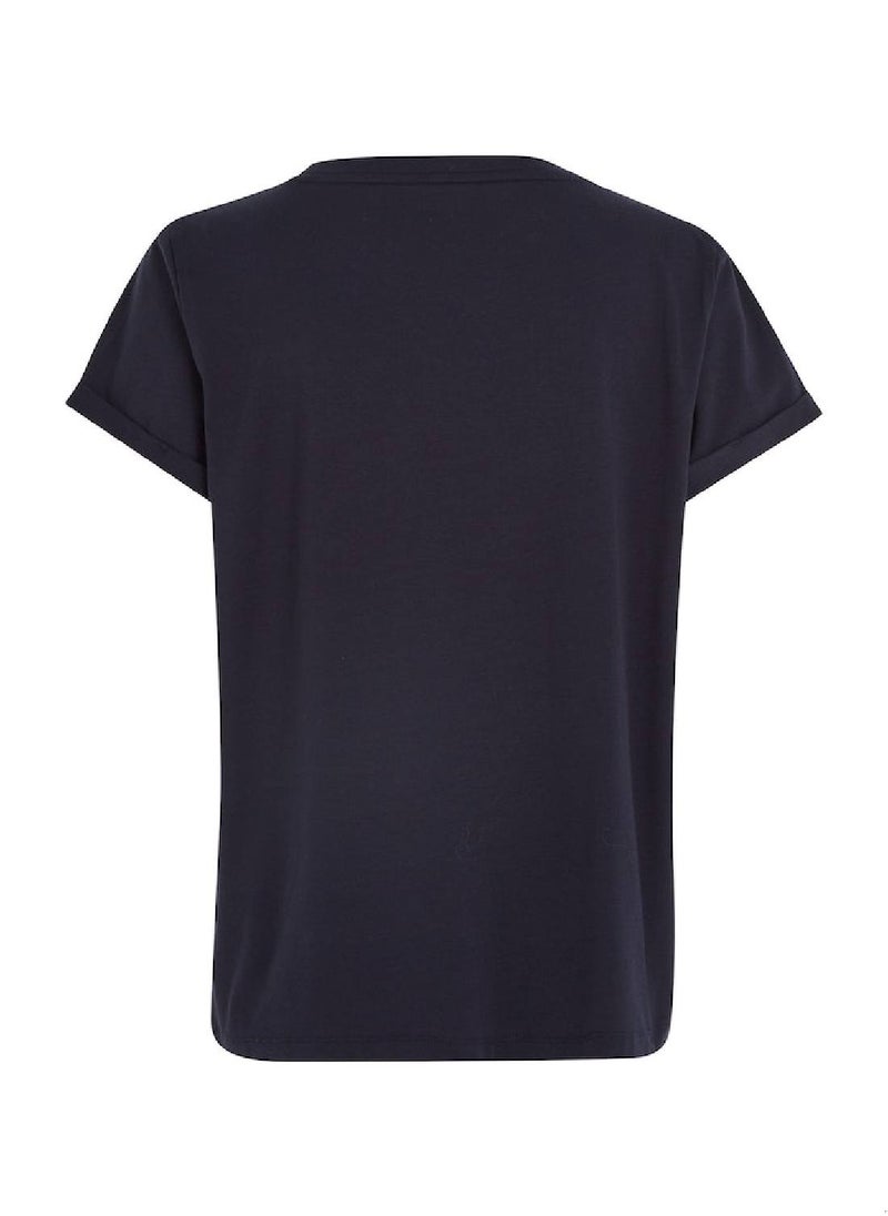 TOMMY HILFIGER Women's Original Logo Lounge T-Shirt, Navy  - Image 5