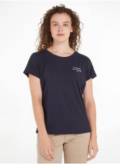 TOMMY HILFIGER Women's Original Logo Lounge T-Shirt, Navy  - Image 1