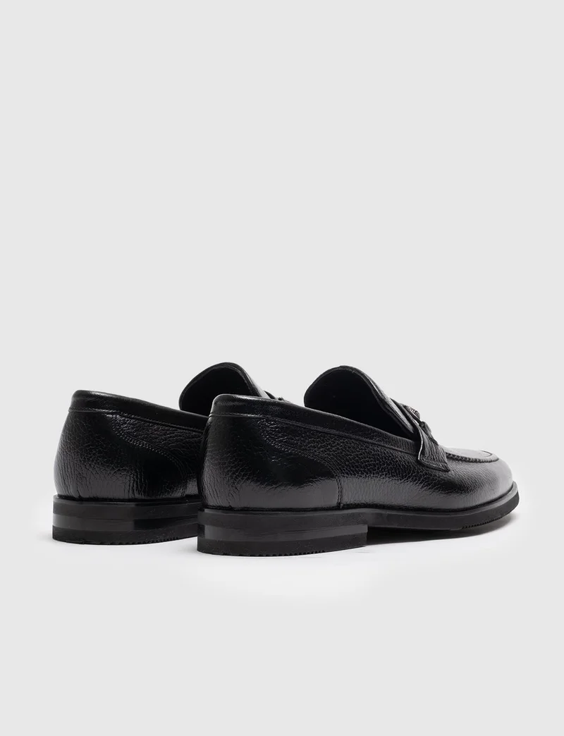 Cabani Leather Black Buckle Men's Classic Shoes