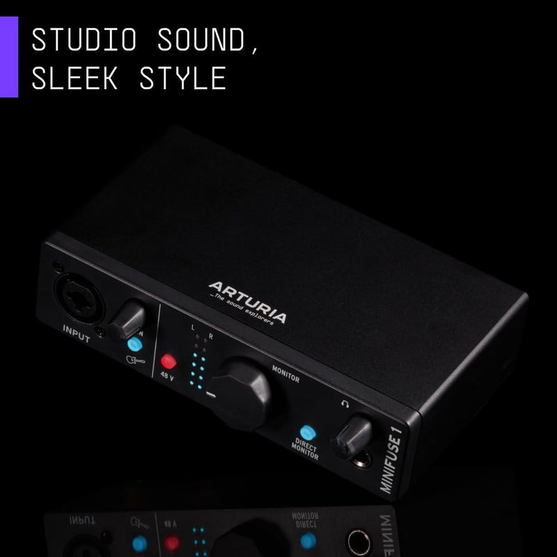 Arturia MiniFuse 1 USB-C Audio Interface - Black 1-in/2-out with Mic/Line/Instrument Preamp and Software Suite for Mac/PC - Image 3