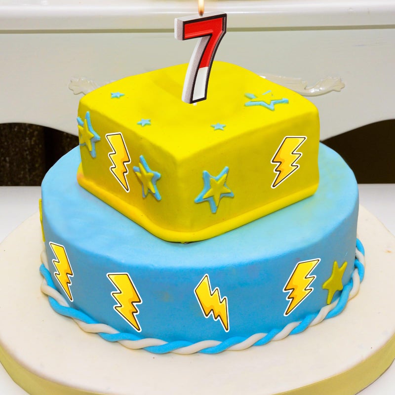 Conelist Cartoon Red and White Birthday Cake Candle Numeral Birthday Cake Topper for Animated Decoration Cartoon Party Supplies(Number 7) - Image 5