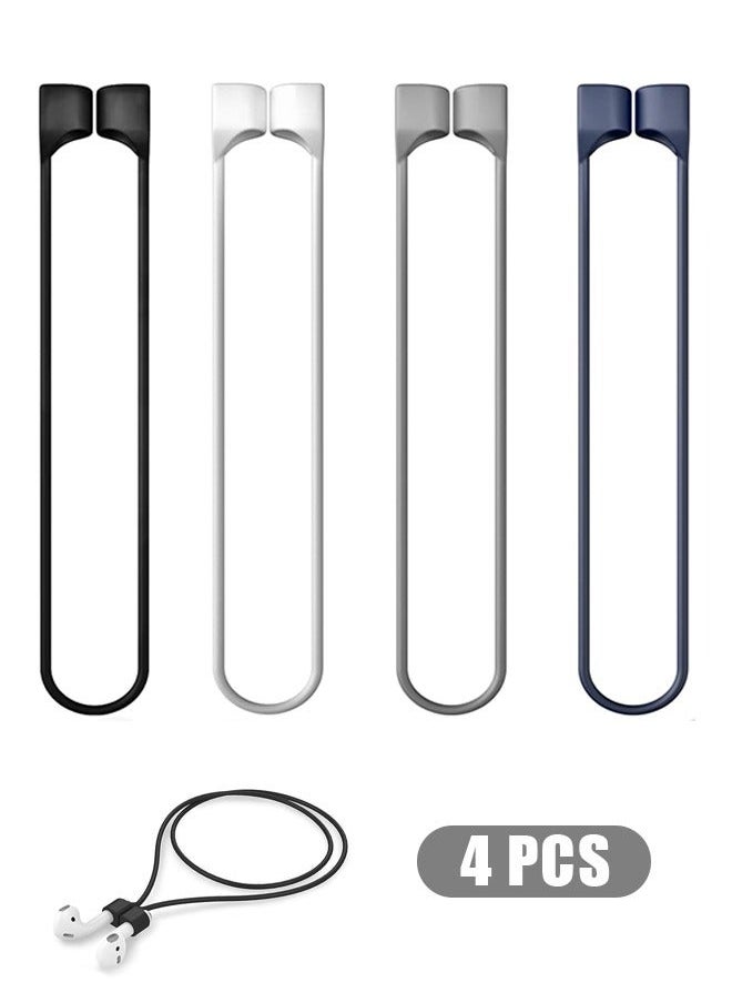 Generic - 4 Pcs AirPods Strap 55cm, Soft Silicone Anti Lost Cord Silicone Sports Lanyard and Ear Hook, Sports Lanyard and Ear Hook for Wireless Bluetooth Earphone (Colorful) - Image 1