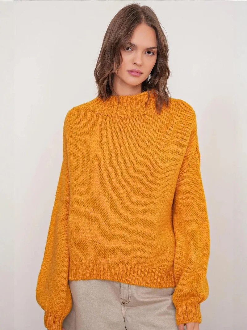 MixRay Mixray Relaxed Fit Crew Neck Thick Knit Sweater