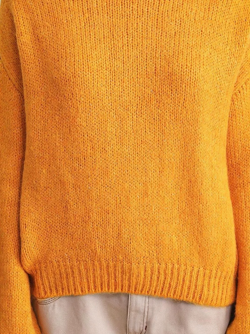 MixRay Amber Yellow Mixray Relaxed Fit Crew Neck Thick Knit Sweater for Women | Best Price UAE