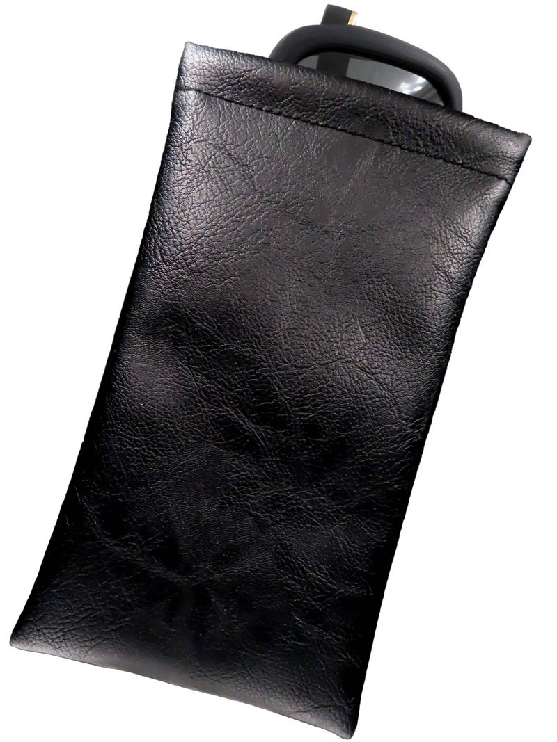MyEyeglassCase Soft Sunglasses Case Squeeze Top | XL Eyeglass case with Cleaning Cloth | Large soft Glasses Case Holder | Passport Holder Pouch | Earbud and cell Phone Storage Case (CT8 Black) - Image 1