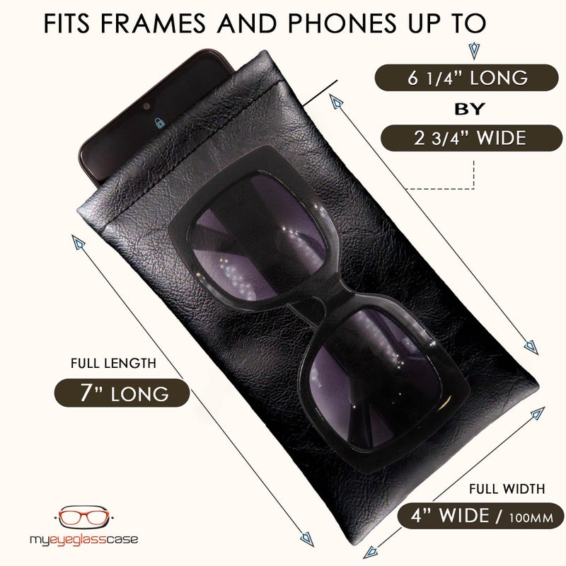 MyEyeglassCase Soft Sunglasses Case Squeeze Top | XL Eyeglass case with Cleaning Cloth | Large soft Glasses Case Holder | Passport Holder Pouch | Earbud and cell Phone Storage Case (CT8 Black) - Image 5