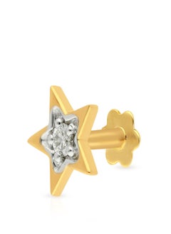 Malabar Gold and Diamonds دبوس أنف من الألماس الأصفر النقي 18 قيراطًا 750 درجة نقاء MNGNNP0291YVS-G للنساء  - Image 1