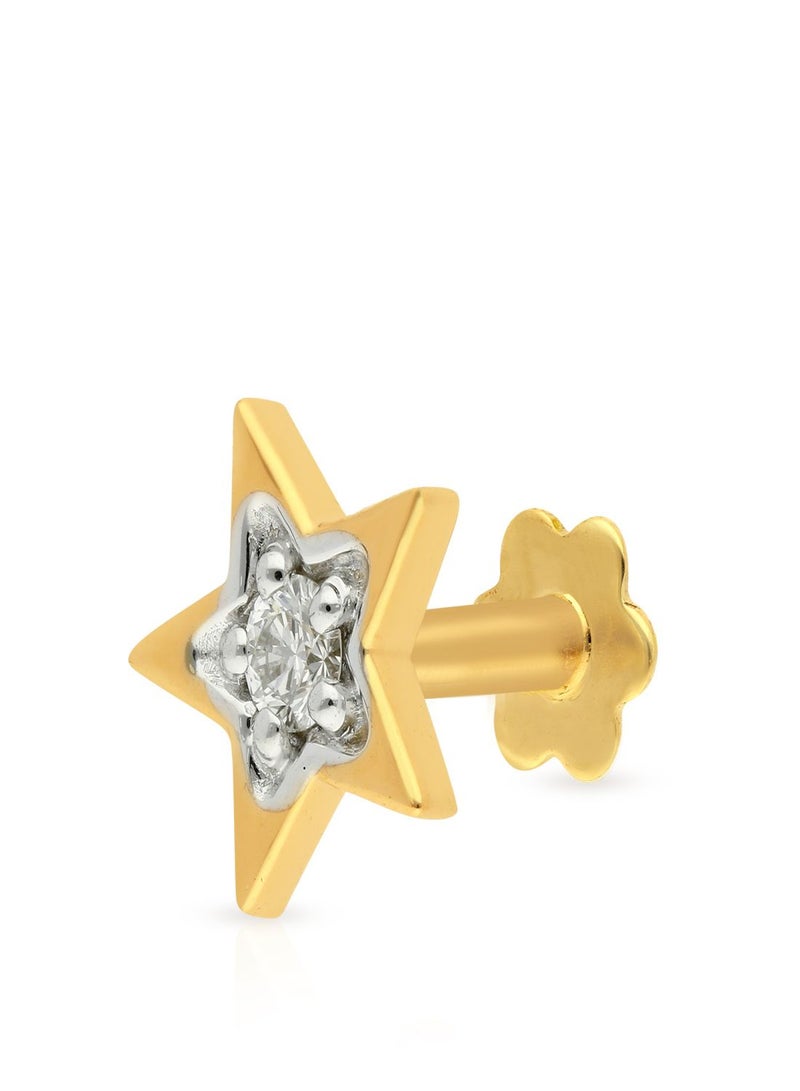 Malabar Gold and Diamonds 18 Carat 750 Purity Yellow Diamond Nosepin MNGNNP0291YVS-G for Women  - Image 1