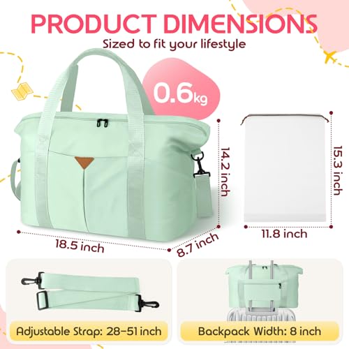 Magimack Duffle Bag for Travel Carryon Travel Bag with Trolley Sleeve Sport Gym Bag for Women Overnight Bag for Men Hospital Bag for Labor and Delivery Green - Image 3
