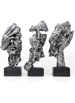 Fumisee 3 Pcs Thinker Statue, Silence Is Gold Abstract Art Figurine, No Hear No See No Speak Modern Home Resin Sculptures Decorative Objects Desktop Decor(Silver) - pzsku/Z5651C99C5BE1ED4D4376Z/45/_/1731942509/c6bb2738-bacd-42bd-b934-bc638450482c