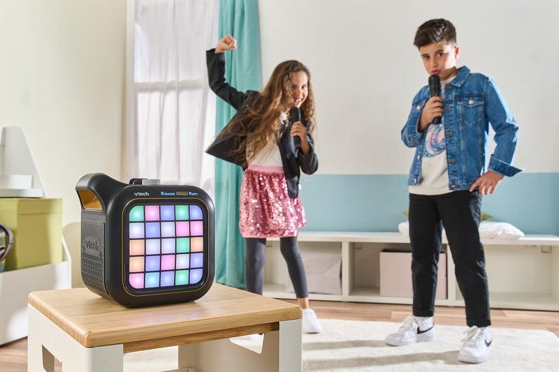 VTech Karaoke Light Party | Portable Bluetooth® Speaker with 2 Wireless Microphones | Pixel Art Lights, Built-In Games & Voice Effects | Kids Karaoke & Party Speaker - Image 4