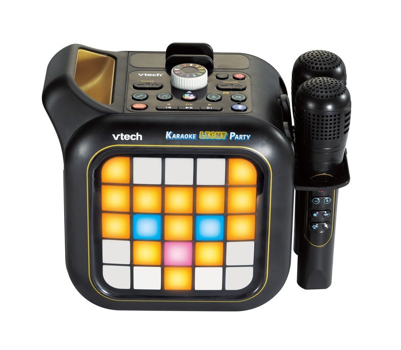 VTech Karaoke Light Party | Portable Bluetooth® Speaker with 2 Wireless Microphones | Pixel Art Lights, Built-In Games & Voice Effects | Kids Karaoke & Party Speaker - Image 1