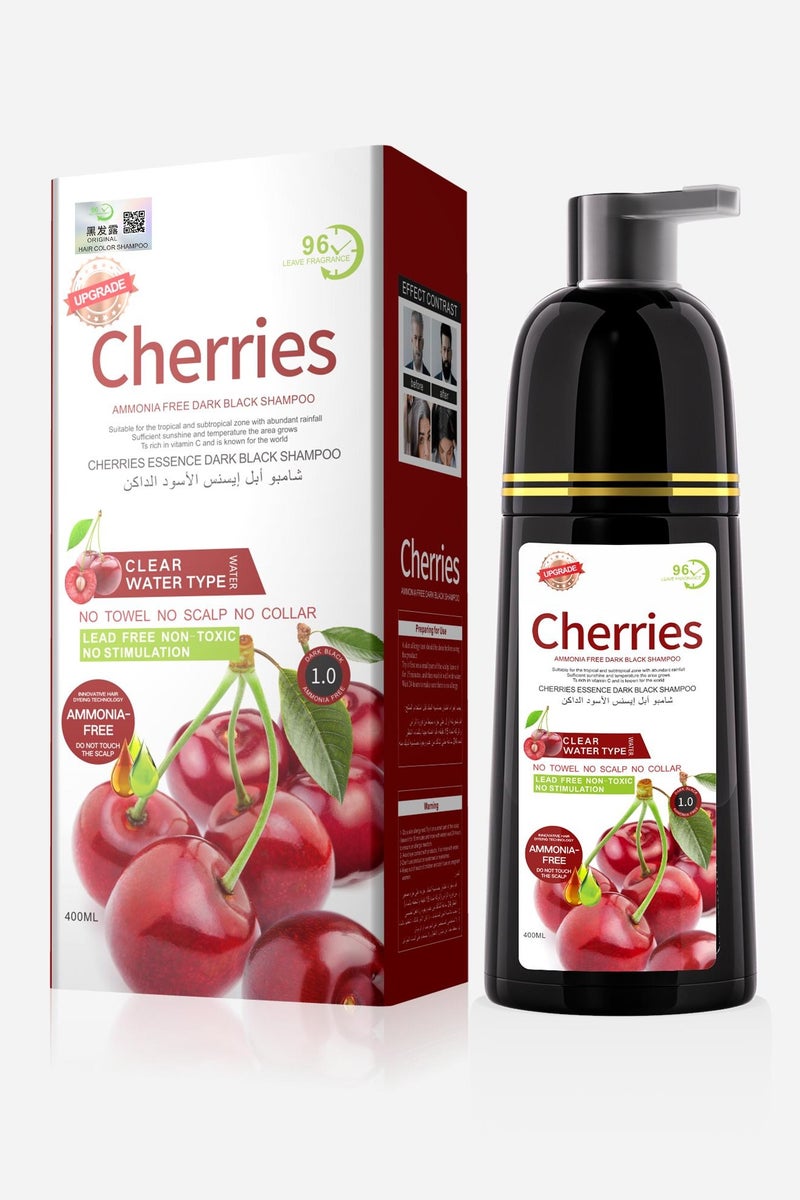 Cherries Ammonia Free Hair Color Dark Black Shampoo 400ml 96HR 400ml