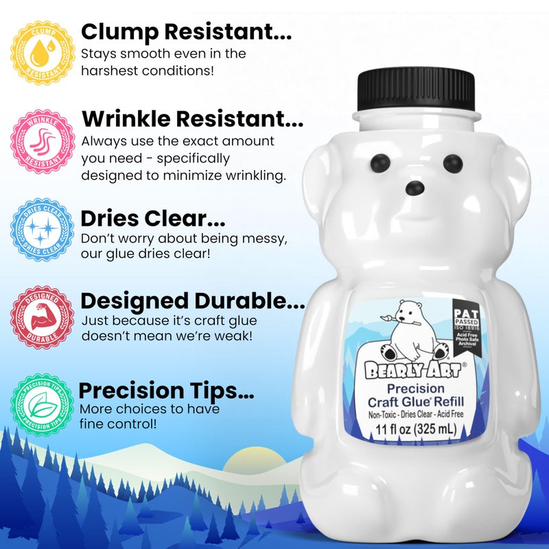 Bearly Art Precision Craft Glue 11fl oz Refill - Archival Acid Free - Dries Clear - Wrinkle Resistant - Flexible and Crack Resistant - Strong Hold Designed Tough - Made in USA - Image 4