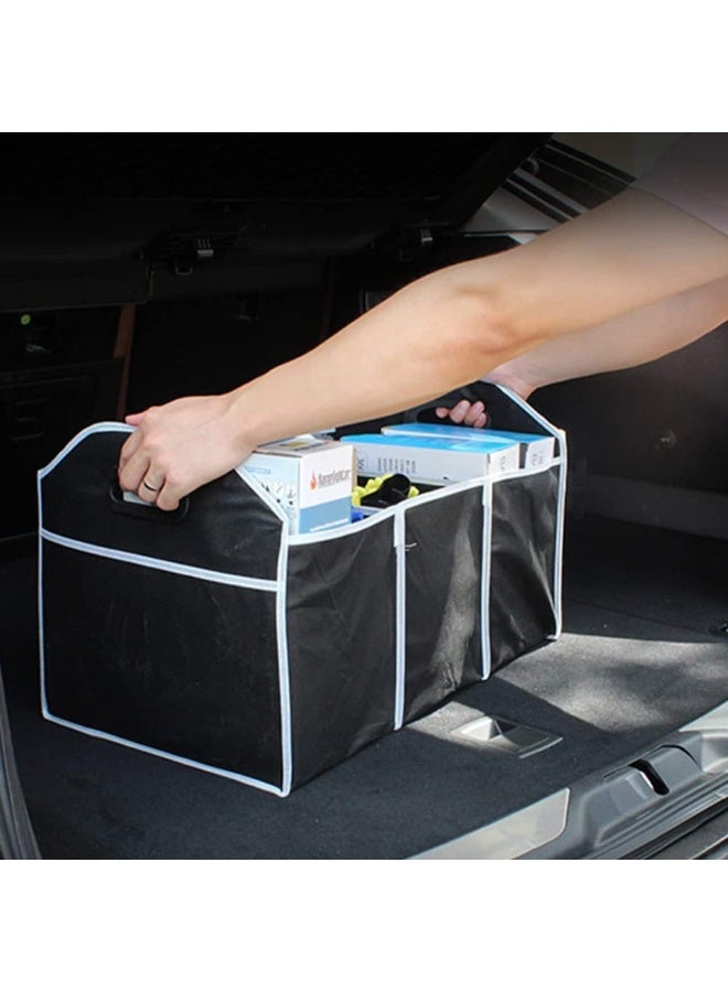 Generic Car Trunk Organizer, Portable Foldable Waterproof Auto Storage Bag with 3 Compartments for Cleaning Supplies, Emergency Gear, Groceries, Tools, Black - Image 5