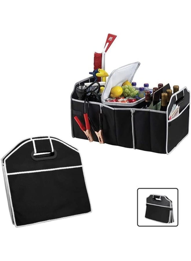 Generic Car Trunk Organizer, Portable Foldable Waterproof Auto Storage Bag with 3 Compartments for Cleaning Supplies, Emergency Gear, Groceries, Tools, Black - Image 4
