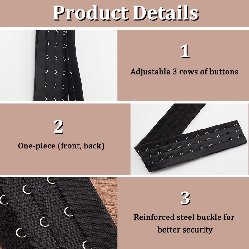 klarako 2 Colors Hook and Eye Trim Tape, Total 4.5 Yards Pair Three Row Hook and Eye Tape Trim with Silver Hardware Bra Extender for Sewing Quilting Corset Bra Dress Dance Bridal Costumes, Black+White - Image 4