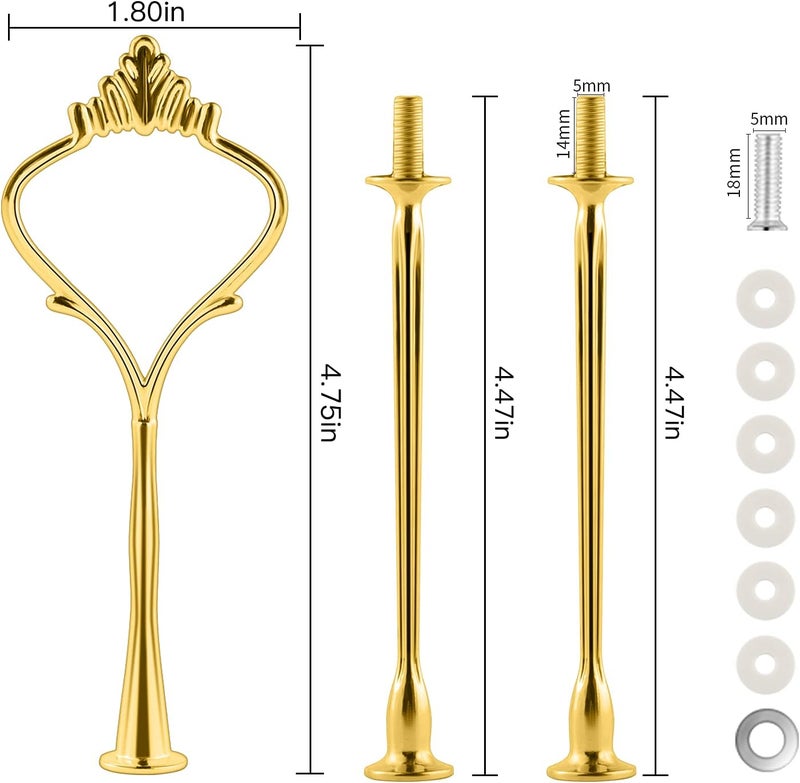 Moocci 3 Tier Cake Stand Hardware Tiered Tray Hardware, 6 Sets Cake Stand Fittings Hardware for Cake Stand Mold, Golden Crown, Decoration Accessories for Wedding Family Banquet - Image 2