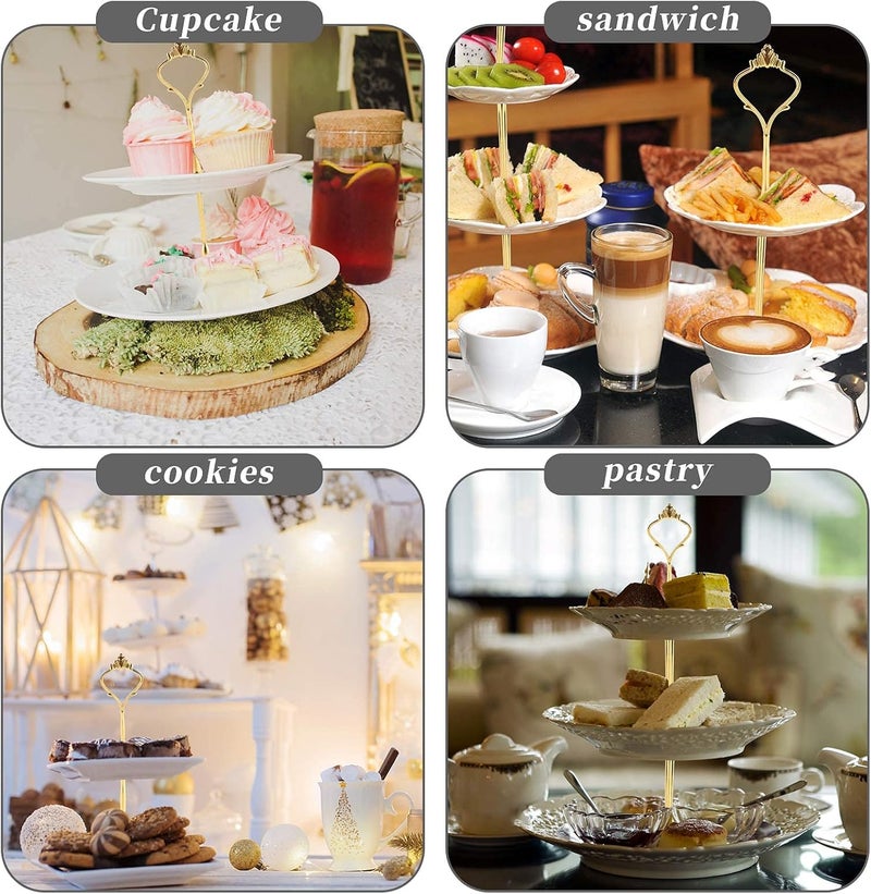 Moocci 3 Tier Cake Stand Hardware Tiered Tray Hardware, 6 Sets Cake Stand Fittings Hardware for Cake Stand Mold, Golden Crown, Decoration Accessories for Wedding Family Banquet - Image 5