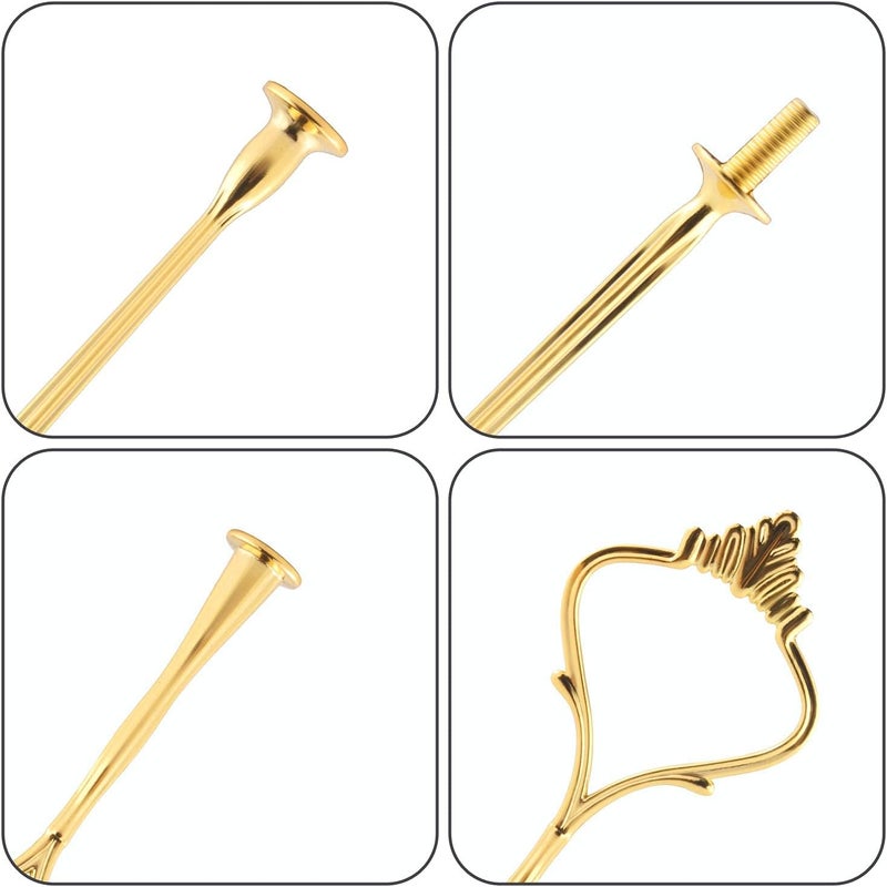 Moocci 3 Tier Cake Stand Hardware Tiered Tray Hardware, 6 Sets Cake Stand Fittings Hardware for Cake Stand Mold, Golden Crown, Decoration Accessories for Wedding Family Banquet - Image 3
