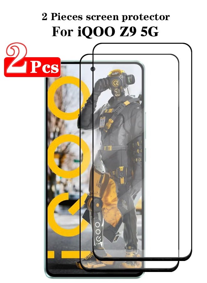 2 Pieces Full Cover Glass Screen Protector For iQOO Z9 5G Black/Clear and Screen Protector Accessorie - Image 3