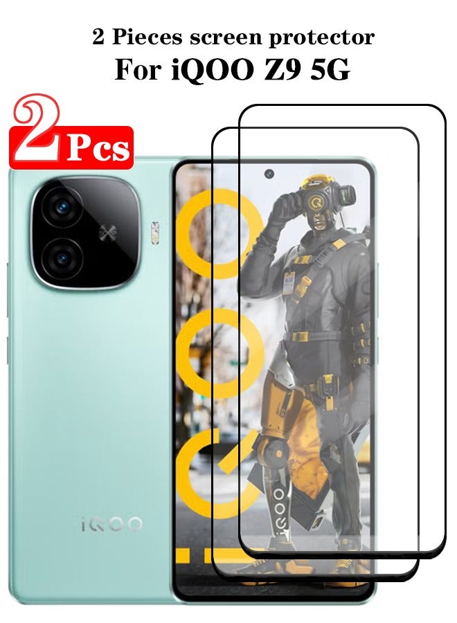 2 Pieces Full Cover Glass Screen Protector For iQOO Z9 5G Black/Clear and Screen Protector Accessorie - Image 1