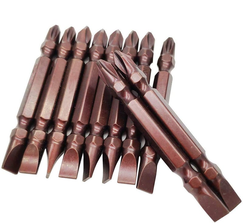 10Pcs 2.5 Inch(65mm) Length Magnetic 6.0mm PH2 Phillips Slotted Double End Screwdriver Bits