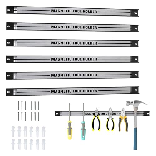 Goplus 6PCS 18" Magnetic Tool Holder, Wall Mounted 176LBS Capacity Magnetic Tool Organizer, Heavy Duty Metal Tool Rack, Tool Magnet Bar, Magnetic Tool Holder Strip for Garage Workshop - Image 1