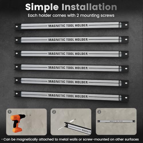Goplus 6PCS 18" Magnetic Tool Holder, Wall Mounted 176LBS Capacity Magnetic Tool Organizer, Heavy Duty Metal Tool Rack, Tool Magnet Bar, Magnetic Tool Holder Strip for Garage Workshop - Image 5