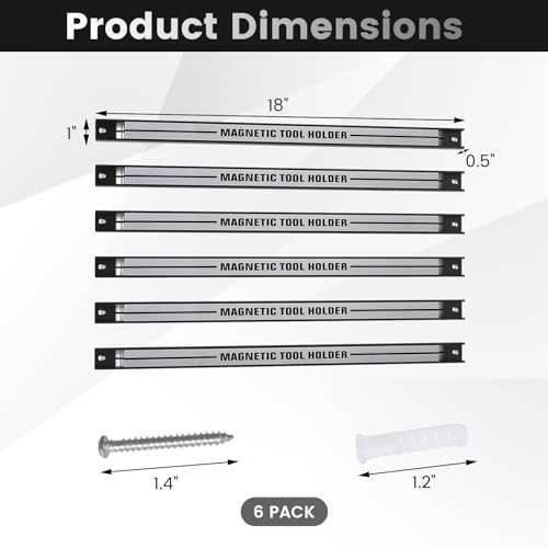 Goplus 6PCS 18" Magnetic Tool Holder, Wall Mounted 176LBS Capacity Magnetic Tool Organizer, Heavy Duty Metal Tool Rack, Tool Magnet Bar, Magnetic Tool Holder Strip for Garage Workshop - Image 4