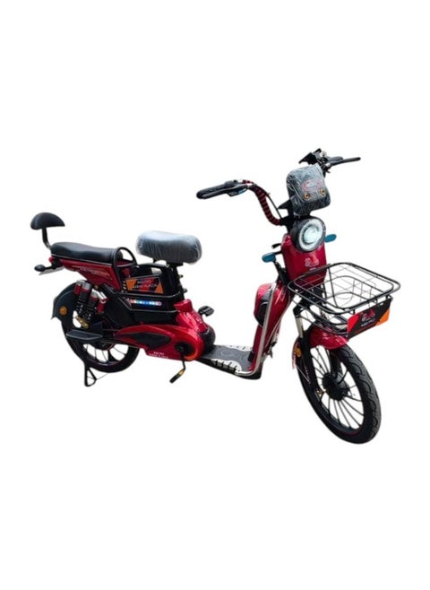 20 inch electric bike with front information display, powerful battery, front light, rear brake light, right and left signals, four speeds, remote start, and security system