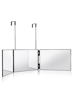 MIXDE 3 Way Mirror for Hair Cutting,360 Trifold Mirror with Height Adjustable Telescoping Hooks,for Makeup, Hair Styling  - Image 1