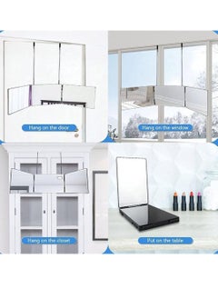 MIXDE 3 Way Mirror for Hair Cutting,360 Trifold Mirror with Height Adjustable Telescoping Hooks,for Makeup, Hair Styling  - Image 5