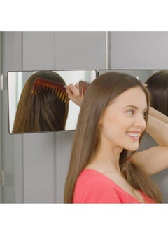 MIXDE 3 Way Mirror for Hair Cutting,360 Trifold Mirror with Height Adjustable Telescoping Hooks,for Makeup, Hair Styling  - Image 4